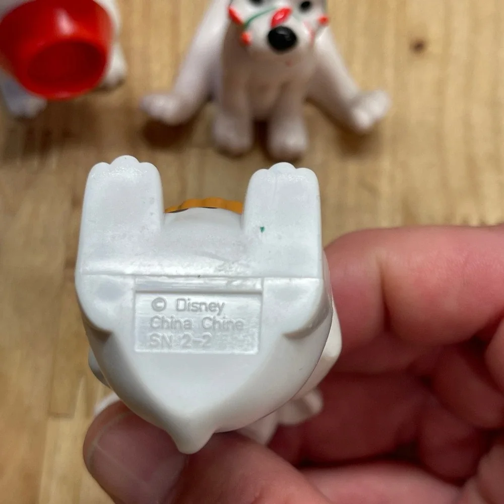 VTG Disney 101‎ Dalmatians Puppy Figures Set of 3 Ornaments Food Bowl PVC